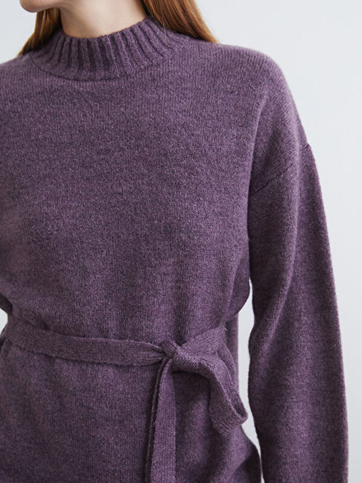 Yar?m Bal?k?? Yaka Oversize Kad?n Triko Tunik