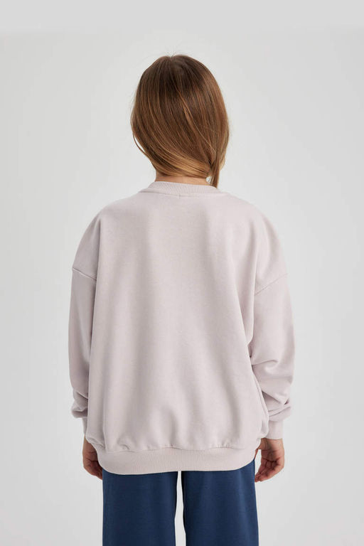 Толстовка большого размера с круглым вырезом NBA Chicago Bulls для девочек - Defacto фото 9