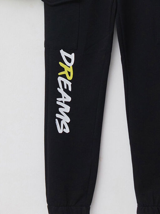 Kap??onlu Bask?l? Uzun Kollu Oversize K?z ?ocuk Sweatshirt ve E?ofman Alt? - Waikiki фото 3