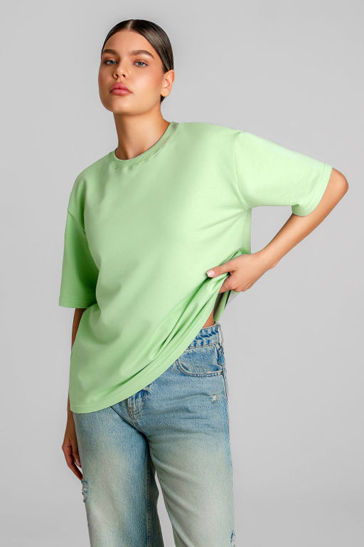 Арт. 3-302/3 Футболка женская оверсайз 44-50 (4 шт) Цвет:салатовый - Калинка фото 7