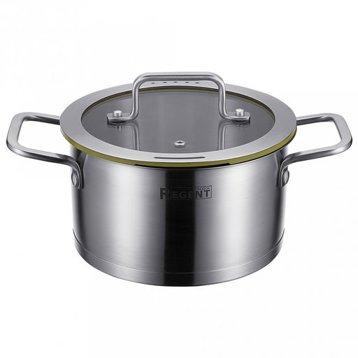 Кастрюля из нержавеющей стали Linea PALERMO 3,4л, д20см, h11см, s0,6мм, дно s15мм, трехслойное капсулированное дно, стеклянная крышка-дуршлаг с силиконовым ободком, два режима слива воды, ручка из нержавеющей стали, цветная коробка, Regent (Китай