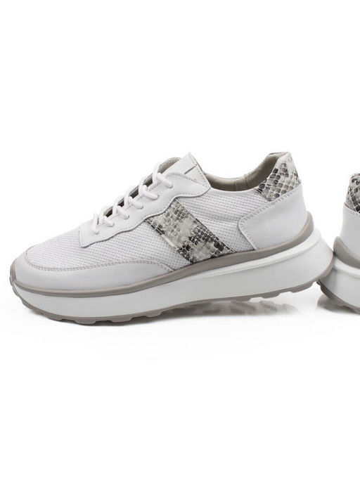 03-C129-9 WHITE Кроссовки женские (натуральная кожа)