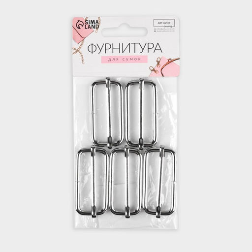Цена за 4 шт. Пряжка регулирующая, внутренняя ширина - 38 мм, толщина - 3,5 мм, 5 шт, цвет серебряный - Арт узор фото 3