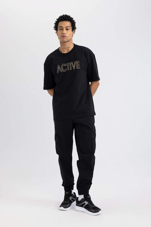DeFactoFit Футболка Oversize с круглым вырезом и короткими рукавами с вышивкой фото 2