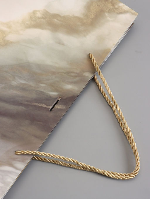 Пакет подарочный ламинированный «Мрамор» , серо-бежевый, с бантиком, 35×30×10 см