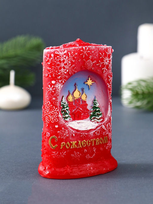 Свеча декоративная Снежное Рождество 7410.5 см, красный - Simaland фото 2