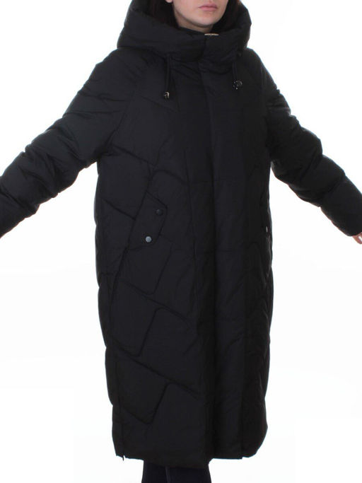 A621 BLACK Пальто зимнее женское (200 гр. холлофайбер)