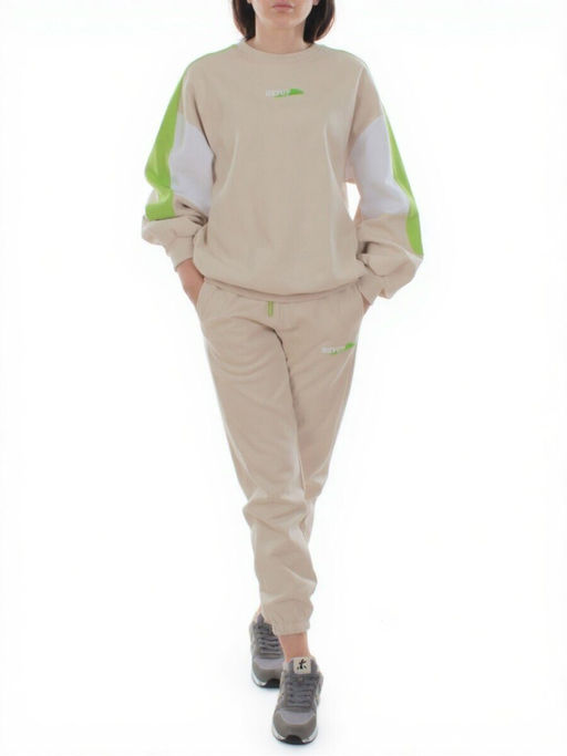 3160/3161 BEIGE/LT. GREEN Костюм спортивный женский (95% хлопок, 5% эластан)