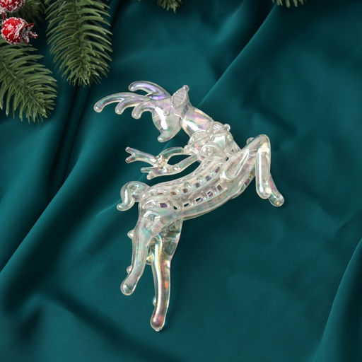 Ёлочная игрушка Зимнее волшебство. Олень резной, 10.512 см, прозрачный перламутр  фото 6