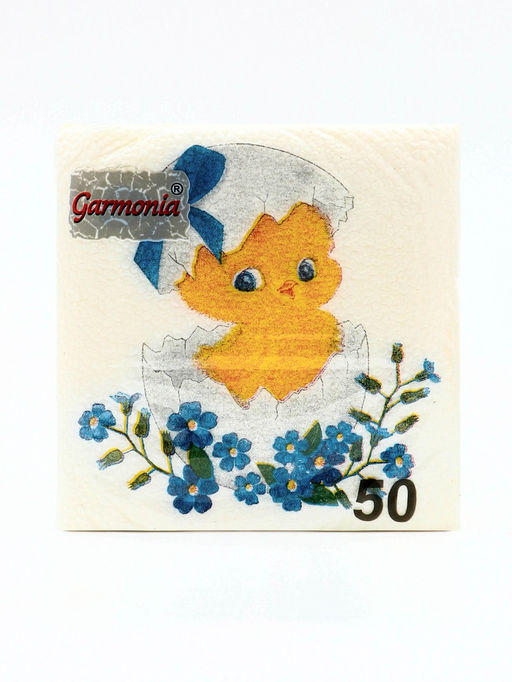 Цена за 4 шт. Салфетки бумажные пасхальные Цыплёнок, 1 слой, 24?24 см, 50 шт.