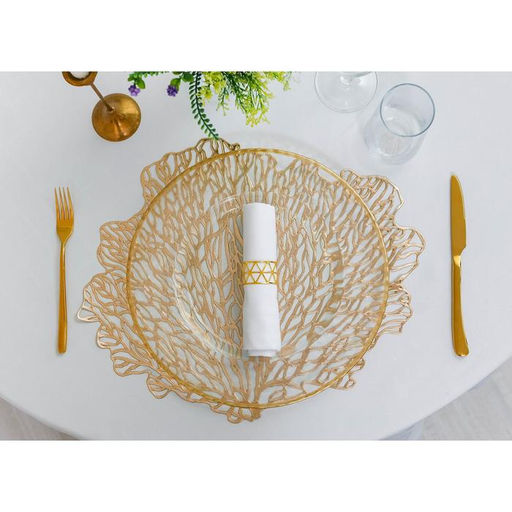 Набор салфеток сервировочных на стол Доляна Кораллы, 4839 см, 4 шт, цвет золотой  фото 8