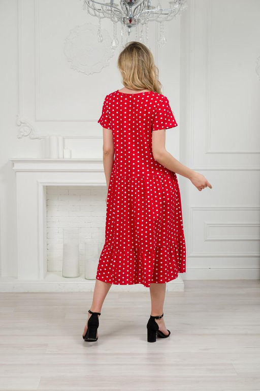 Платье женское из кулирки Кармелита горошек на красном - Амадэль фото 15