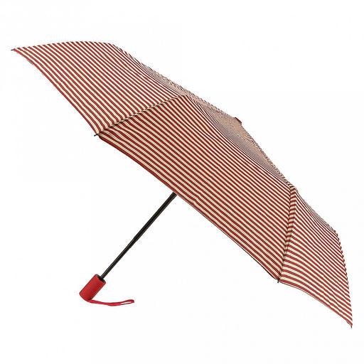 Зонт автомат Полоски ткань эпонж (полиэстер) с деколью, 8 лучей, д/купола 95см h56см, 3 сложения, 28см в сложенном виде, механизм против ветра, ручка с покрытием soft-touch, цвет красно-ванильный, 309гр (Китай) - Домашняя мода фото 2