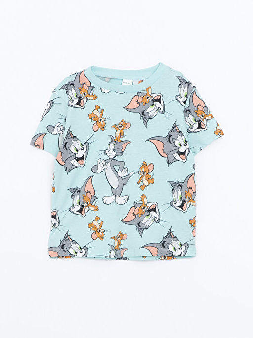 Tom ve Jerry Bask?l? Erkek Bebek ?ortlu Pijama Tak?m?