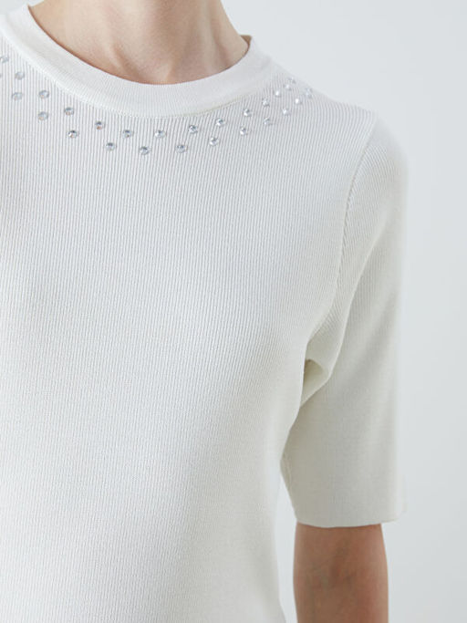 Bisiklet Yaka Ta?l? Kad?n Triko Kazak