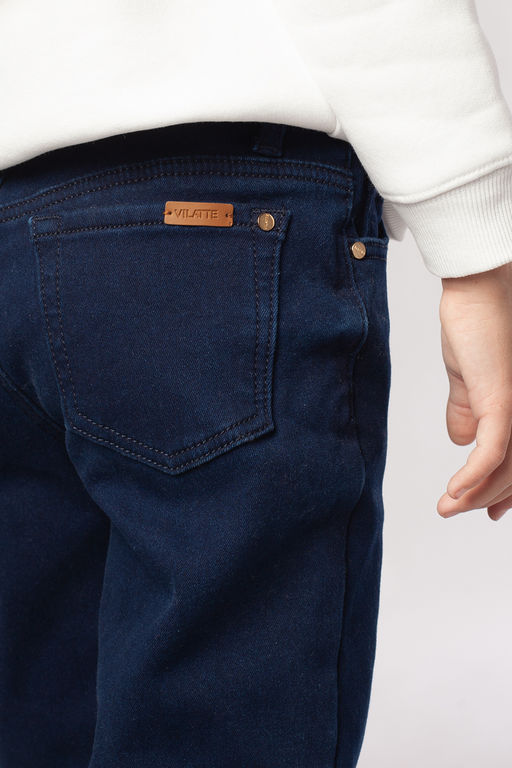 Эластичные джинсы mom-fit на флисе