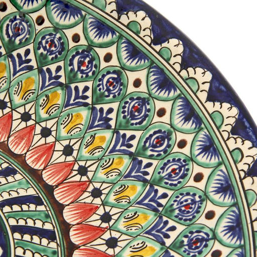 Ляган узбекский Риштанская керамика «Узоры», для плова, d=33 см, глубокий, синий