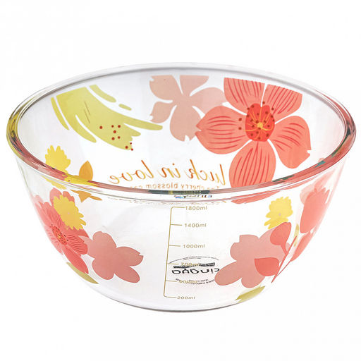 Лак ин лав (Luck in love) Салатник стеклянный 2л д20,7см h10,3см, боросиликатное стекло, с деколью, с мерной шкалой (Китай) - Домашняя мода фото 2