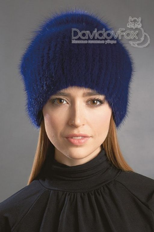 Шапка Буратино норка индиго