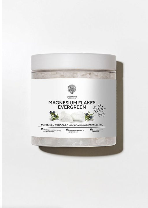 Хлопья магниевые "MAGNESIUM FLAKES EVERGREEN", с маслом можжевельника, 400 г