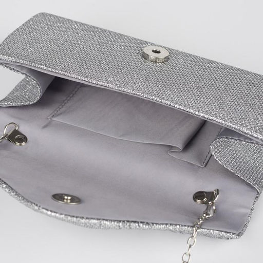 Клатч женский, отдел на клапане, длинная цепь, цвет серебристый - Simaland фото 3