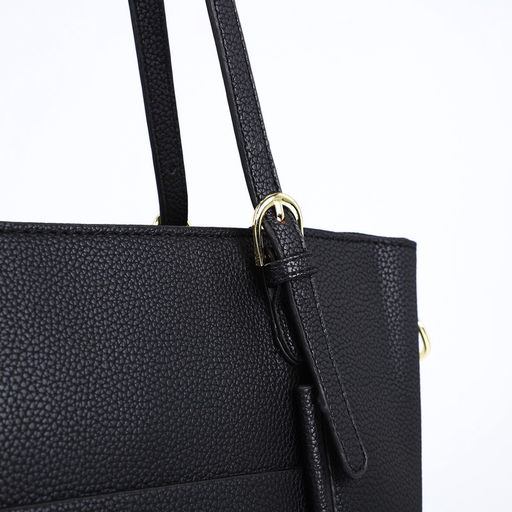 Сумка - шоппер женская на молнии, 2 кармана, 40×13×25 см, чёрная