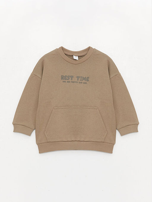 Bisiklet Yaka Uzun Kollu Bask?l? Erkek Bebek Sweatshirt ve E?ofman Alt? 2li Tak?m - Waikiki фото 2