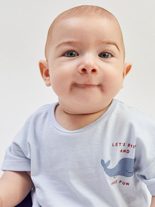 Bask?l? Erkek Bebek ?ortlu Pijama Tak?m?