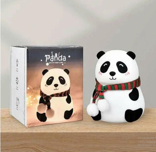 Ночник силиконовый сенсорный с таймером 30мин, Панда с шарфиком