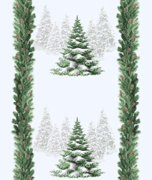 Дорожка для сервировки 50*150 см, хлопок 100% (Снежные ели)