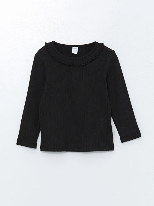 Bisiklet Yaka Uzun Kollu Basic K?z ?ocuk Ti??rt