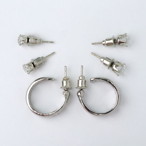 Набор 4 предмета: 3 пары серьги, 1 браслет Нежность, цвет белый в серебре - Qf фото 3