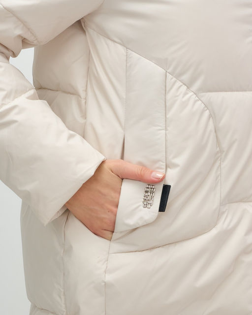 Куртка зимняя женская с капюшоном модная бежевого цвета 3193B - Visdeer фото 10