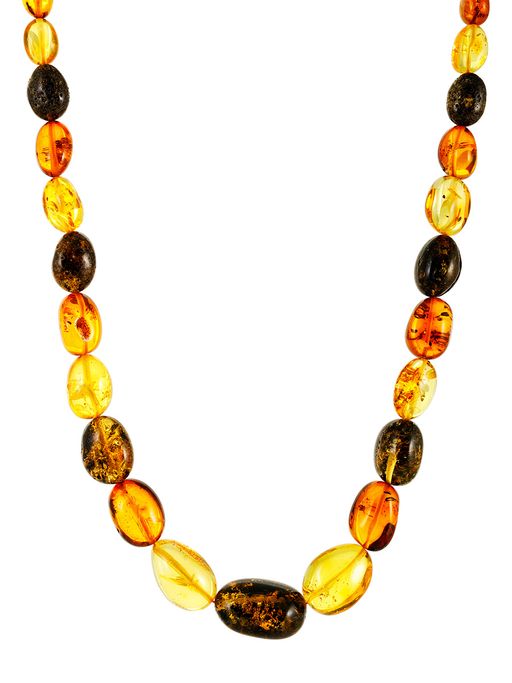 Бусы из натурального балтийского янтаря разных оттенков Оливка