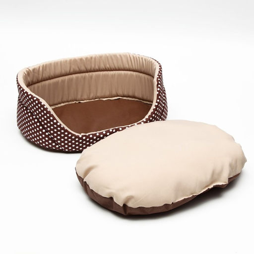 Лежанка Горошек, 49 х 36 х 17 см, бязь, коричневая - Пижон фото 4
