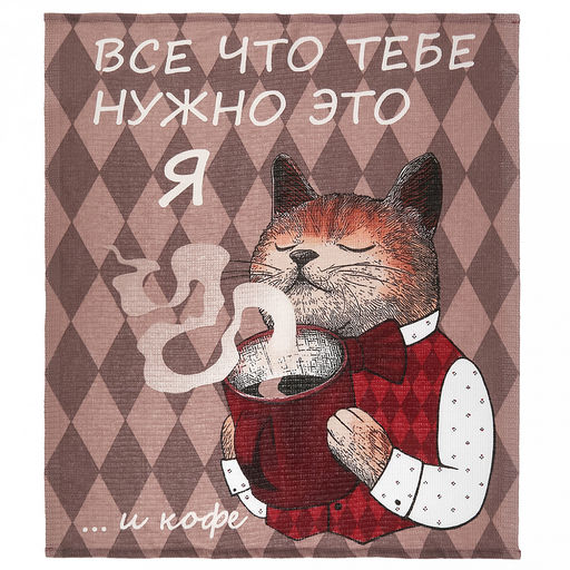 П-50/60 - Салфетка хозяйственная 50х60см Твой котик, вафельное полотно, хлопок 100%, плотность 245г/м2, без упаковки, Домашняя мода (Россия) П-50/60 - Салфетка хозяйственная 50х60см Твой котик, вафельное полотно, хлопок 100%, плотность 245г/м2, без