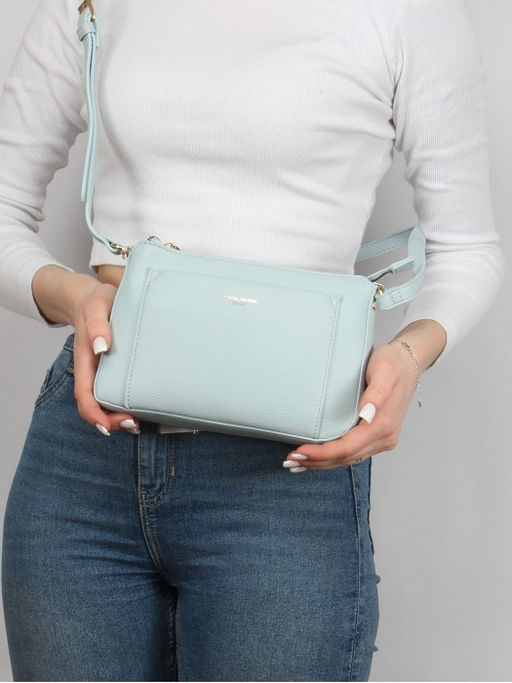 Сумка женская искусственная кожа DJ-СМ 7336-STARLIGHT BLUE, 1отд, плечевой ремень, голубой SALE 263896 - Adelia фото 9