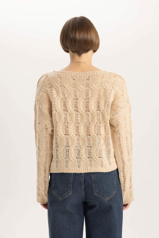 Свитер Relax Fit с круглым вырезом - Defacto фото 6