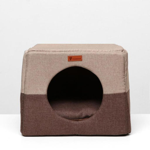 Дом трансформер Квадрат, рогожка, поролон, 43 х 42 х 34 см, бежево-коричневый - Пижон фото 3