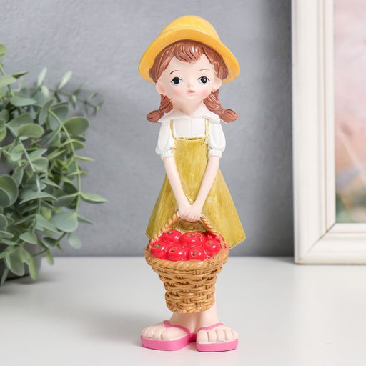 Цена за 2 шт. Фигурка полистоун «Мальчик. Девочка с фруктовой корзинкой», 6×6×20 см, МИКС
