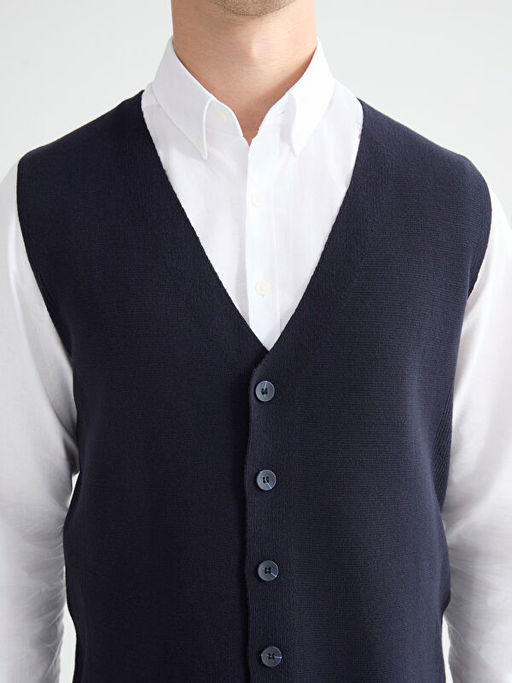 Standart Kal?p V Yaka Erkek Triko Yelek