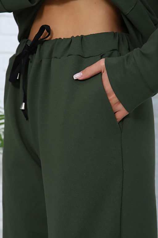 Костюм с брюками, футер с лайкрой 2-х нитка (00907, хаки)