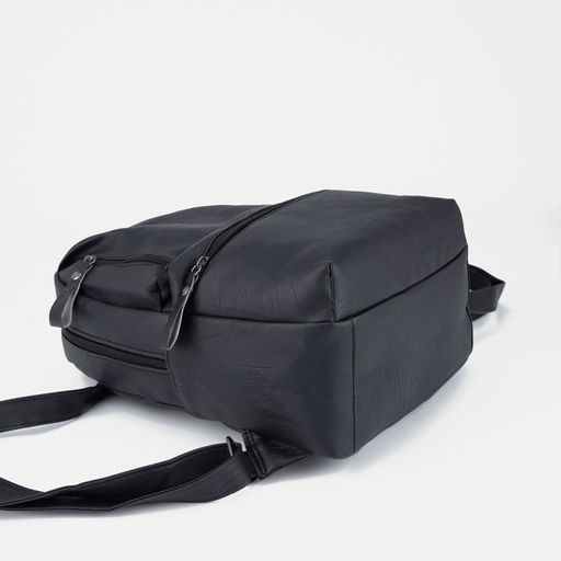 Рюкзак на молнии, 3 наружных кармана, чёрный