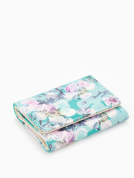 Кошелёк женский на кнопке, 10.5?2.5?8.5 см, с цветочным принтом, разноцветный