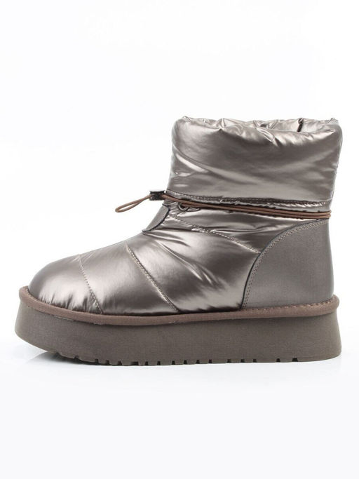 04-WA003-3M GRAY/BRONZE Ботинки зимние женские (натуральная кожа, курточная ткань, 100% шерсть)