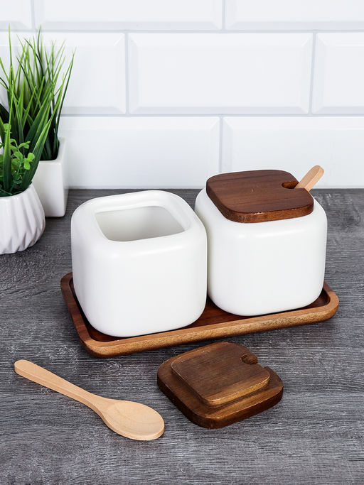 Набор для специй 2 предмета с ложкой 450 мл / CF445-2 /уп 36/ на подставке - Галеонтрейд фото 9