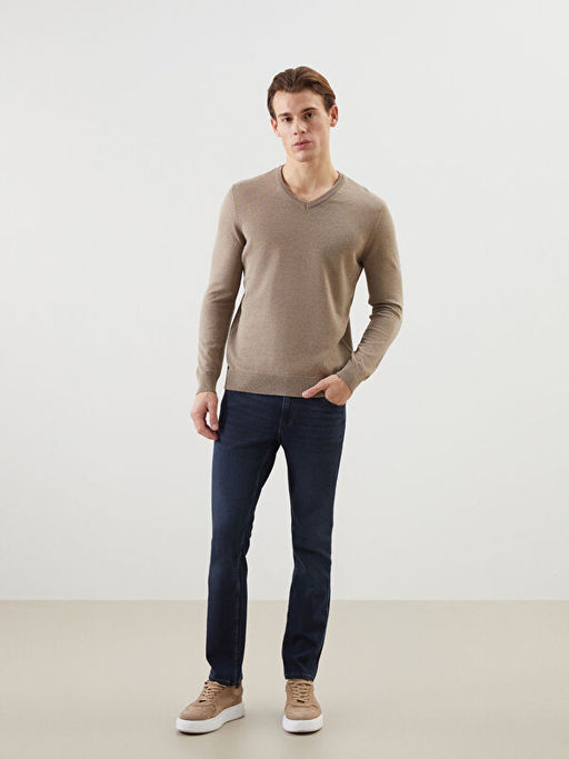 V Yaka Uzun Kollu Erkek Triko Kazak