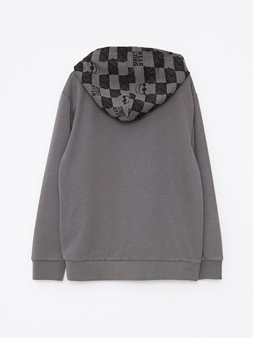 Kap??onlu Bask?l? Uzun Kollu Erkek ?ocuk Sweatshirt - Waikiki фото 2