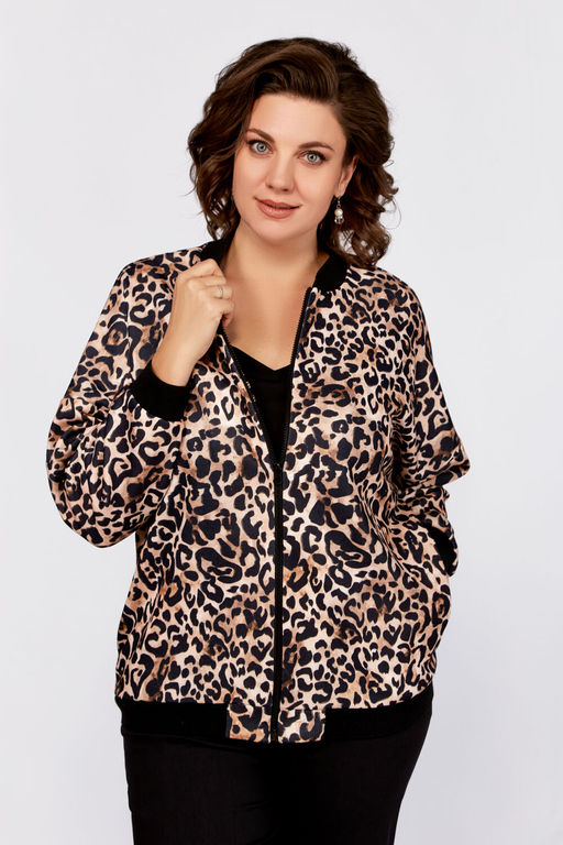 Бомбер Swallow 789 черный+принт леопард  фото 4