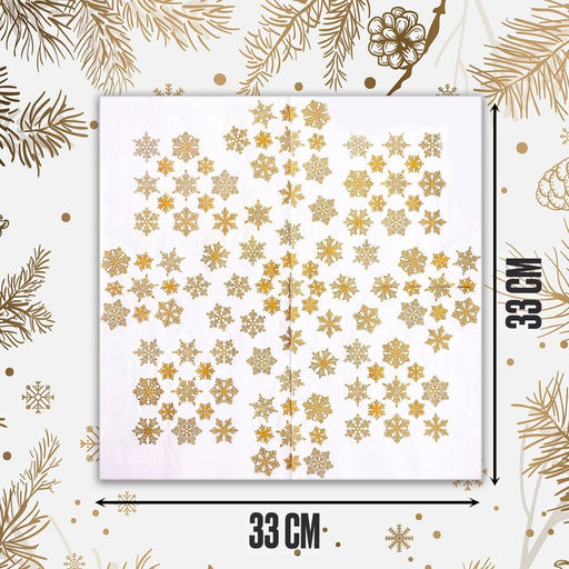Салфетки новогодние бумажные Золотые снежинки, 33?33 см, набор 20 шт